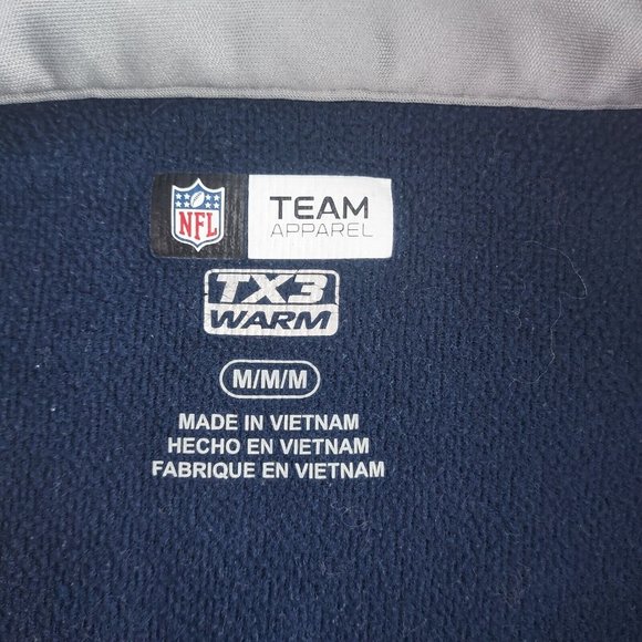 NFL Team Apparel Mens Medium Blue Patriots Long Sleeve Quarter Zip Pullover - Picture 4 of 5